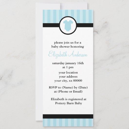Invitation Baby shower de la tenue bleue (Devant)