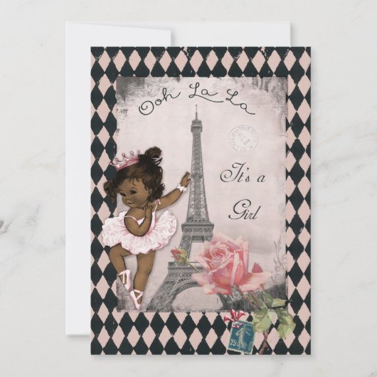 Invitation Baby shower de la Tour Eiffel de la Princesse Ethn (Devant)