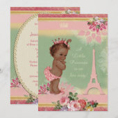 Invitation Baby shower de la Tour Eiffel Princesse Ethnique v (Devant / Derrière)