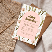 Invitation Baby shower de la tulipe rose