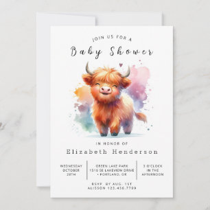 Invitation Baby shower de la vache blanche d'animal imprimabl