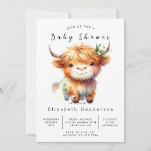Invitation Baby shower de la vache joyeuse de Bohême