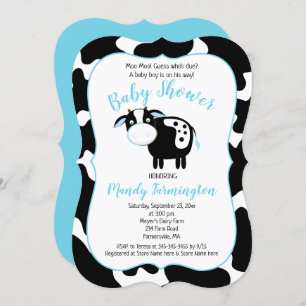 Invitation Baby shower de la vache laitière de ferme Invitati