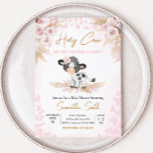 Invitation Baby shower de la vache rose