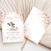 Invitation Baby shower de la vache rose