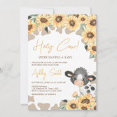 Invitation Baby shower de la vache sacrée tournesol (Devant)