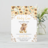 Invitation Baby shower de la vache sacrée tournesol (Debout devant)