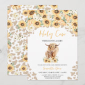 Invitation Baby shower de la vache sacrée tournesol (Devant / Derrière)