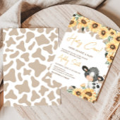 Invitation Baby shower de la vache sacrée tournesol