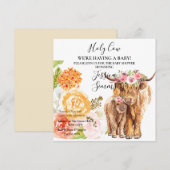 Invitation Baby shower de la vache Sainte Boho Highland Calf  (Devant / Derrière)