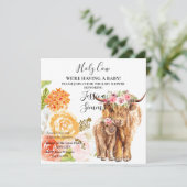 Invitation Baby shower de la vache Sainte Boho Highland Calf  (Debout devant)