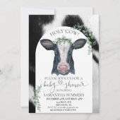 Invitation Baby shower de la vache Sainte Spots Eucalyptus (Devant)