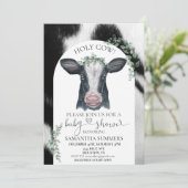 Invitation Baby shower de la vache Sainte Spots Eucalyptus (Debout devant)