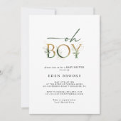 Invitation Baby shower de la verdure et de l'or Oh garçon Inv (Devant)
