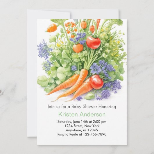 Invitation Baby shower de la vigne tomate (Devant)