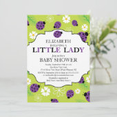 Invitation Baby shower de Ladybug de la petite dame violette  (Debout devant)
