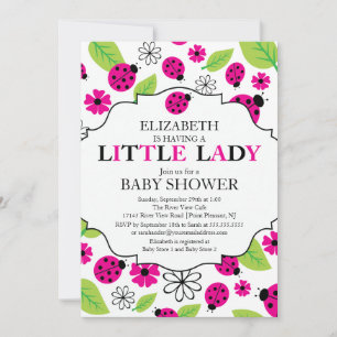 Invitation Baby shower de Ladybug rose de la petite dame mode