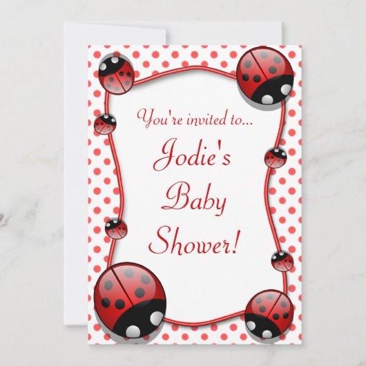 Invitation Baby shower De Ladybug Rouge Et Blanc (Devant)