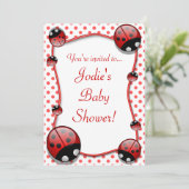 Invitation Baby shower De Ladybug Rouge Et Blanc (Debout devant)