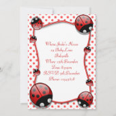 Invitation Baby shower De Ladybug Rouge Et Blanc (Dos)