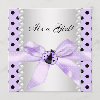 Invitation Baby shower de Ladybug violet