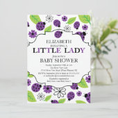 Invitation Baby shower de Ladybug violet de la petite dame mo (Debout devant)