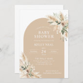 Invitation Baby shower de laiton Biege Pampas (Devant / Derrière)