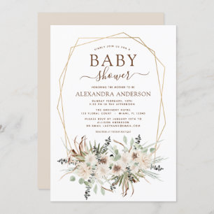Invitation Baby shower de laiton de Pampas Boho Eucalyptus