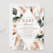 Invitation Baby shower de laiton de Pampas Boho Eucalyptus (Devant)