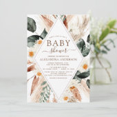 Invitation Baby shower de laiton de Pampas Boho Eucalyptus (Debout devant)
