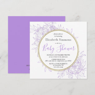 Invitation Baby shower de laiton violet de pivoine Floral Lav