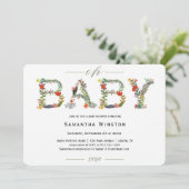 Invitation Baby shower de l'alphabet floral du boi (Debout devant)