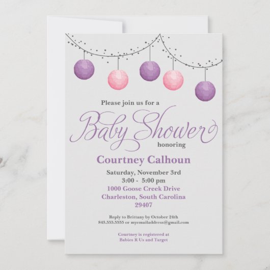 Invitation Baby shower de lampion (Devant)