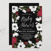 Invitation Baby shower de l'anémone rouge (Devant / Derrière)