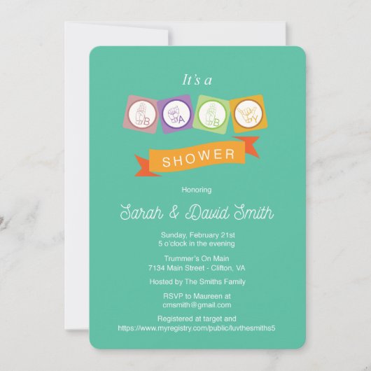 Invitation Baby shower de langue des signes (Devant)