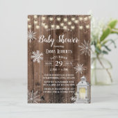 Invitation Baby shower de lanterne de flocon d'hiver rustique (Debout devant)