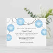 Invitation Baby shower de lanterne de la fête bleu (Debout devant)