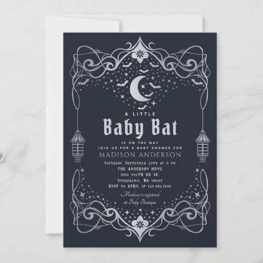 Invitation Baby shower de lanterne gothique pour bébé lune d' (Devant)