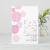 Invitation Baby shower de lanternes roses (Debout devant)