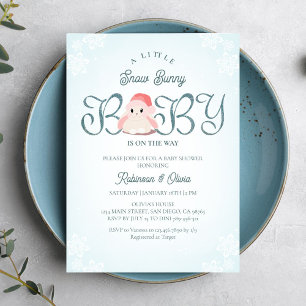 Invitation Baby shower de lapin à neige d'hiver