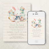 Invitation Baby shower de lapin blanc Alice Wonderland