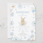 Invitation Baby shower de lapin bleu (Devant)