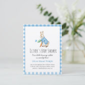 Invitation Baby shower de lapin bleu peter mignon (Debout devant)