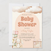 Invitation Baby shower de lapin Boho Cute (Devant)