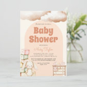 Invitation Baby shower de lapin Boho Cute (Debout devant)
