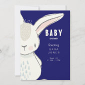 Invitation Baby shower de lapin couleur marine (Devant)