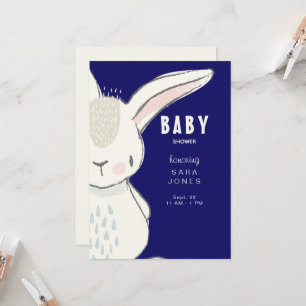 Invitation Baby shower de lapin couleur marine