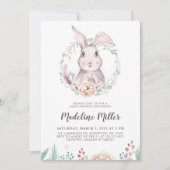 Invitation Baby shower de lapin d'aquarelle douce (Devant)