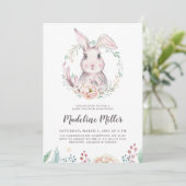 Invitation Baby shower de lapin d'aquarelle douce (Debout devant)