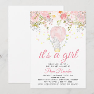 Invitation Baby shower de lapin de ballon à air chaud Woodlan